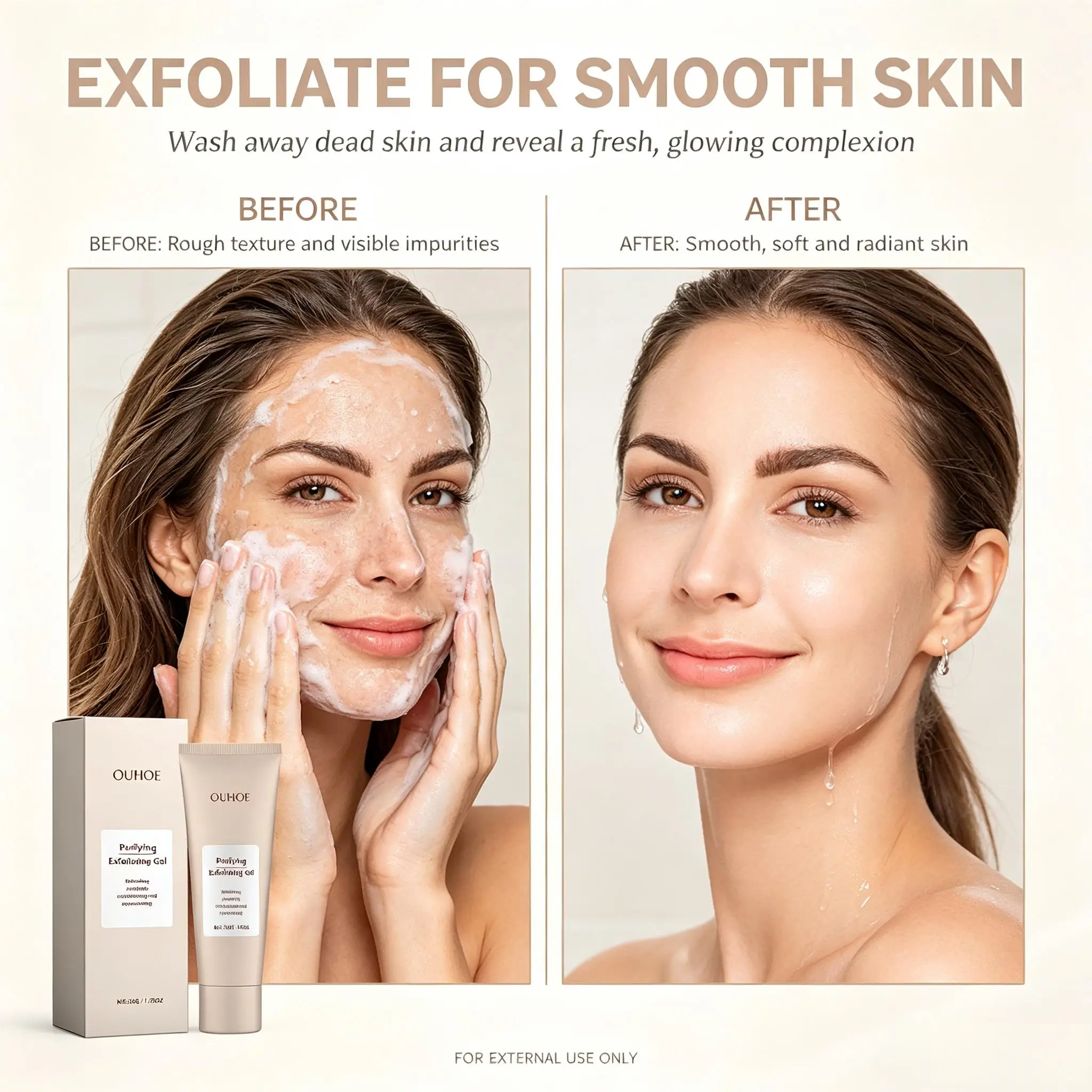 Exfoliating Scrubs for Removing Dead Skin, Facial and Body Exfoliating Cleansers, Pore-Cleansing Gels, and Moisturizing Creams