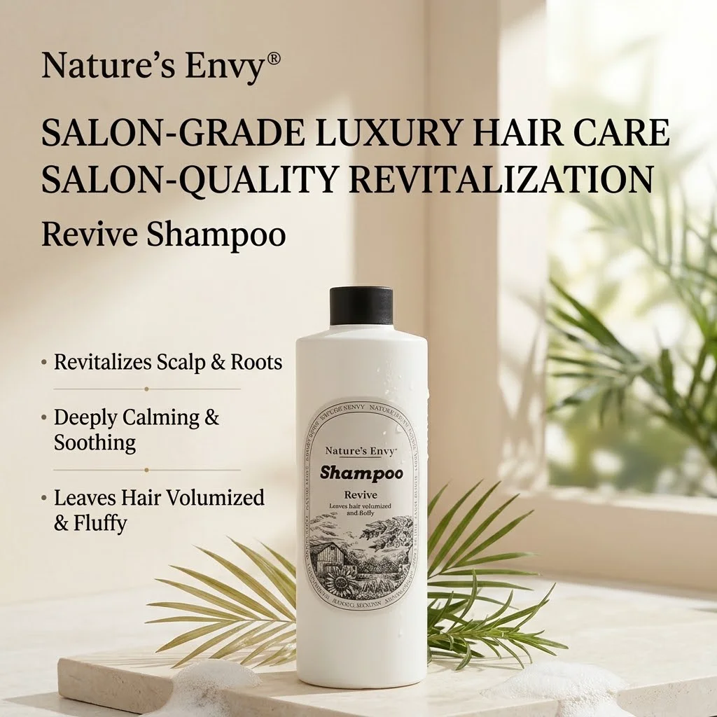 Nature's Envy Revive 281ml Shampoo - Scalp Care Soothing Formula for Volumized Fluffy Hair with Herbal Extracts