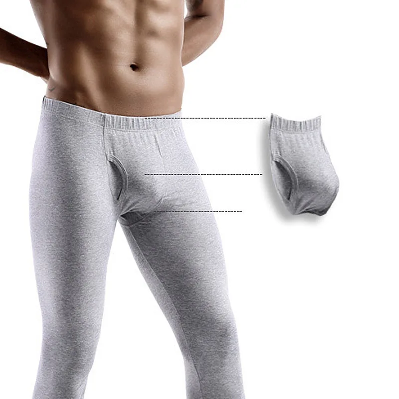 Brand Men Long Johns Tight Underwear Men Sexy U Convex Penis Pouch Leggings Gay Comfort Homewear Lounge Pants Thermal Underpants