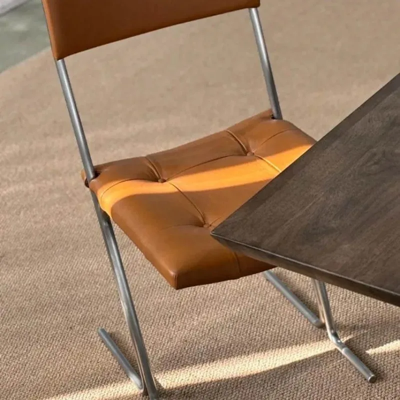 Silla de Comedor Vintage de Diseño Bauhaus, Estructura de Acero Inoxidable, Respaldo, Silla de Acento para Cocina, Comedor, Hogar, Silla con Patas de Acero