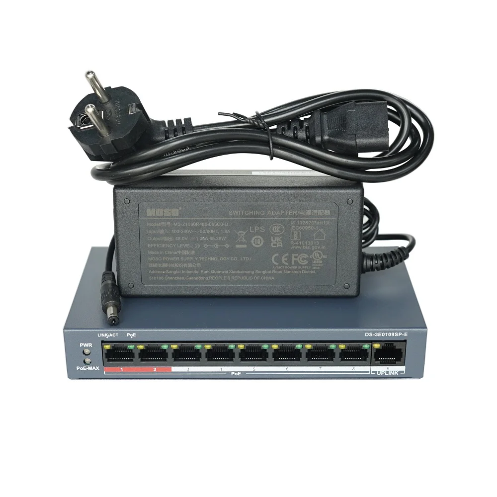 HIKVISION 8CH PoE Switch, DS-3E0109SP-E Unmanaged PoE LAN Switch, PoE LAN Network Switch