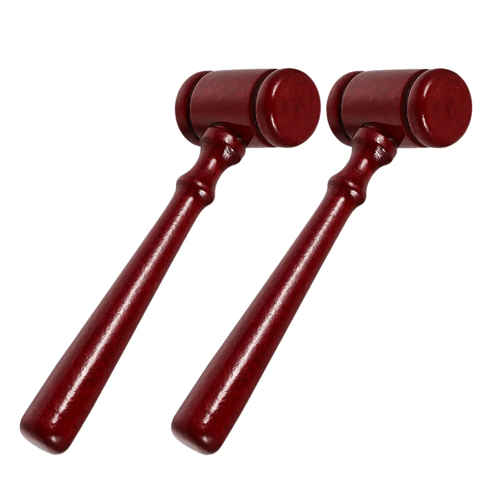 

2 Pcs Judge Hammer Solid Wood Mini Wooden Gavel Simple Prop Auction Sale Child