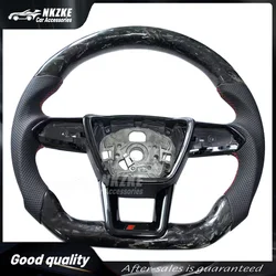 Forged Carbon Steering Wheel, Suitable For Audi A6 C8 A7, With Buttons And Shift Paddles, Black Frame, Car Accessories