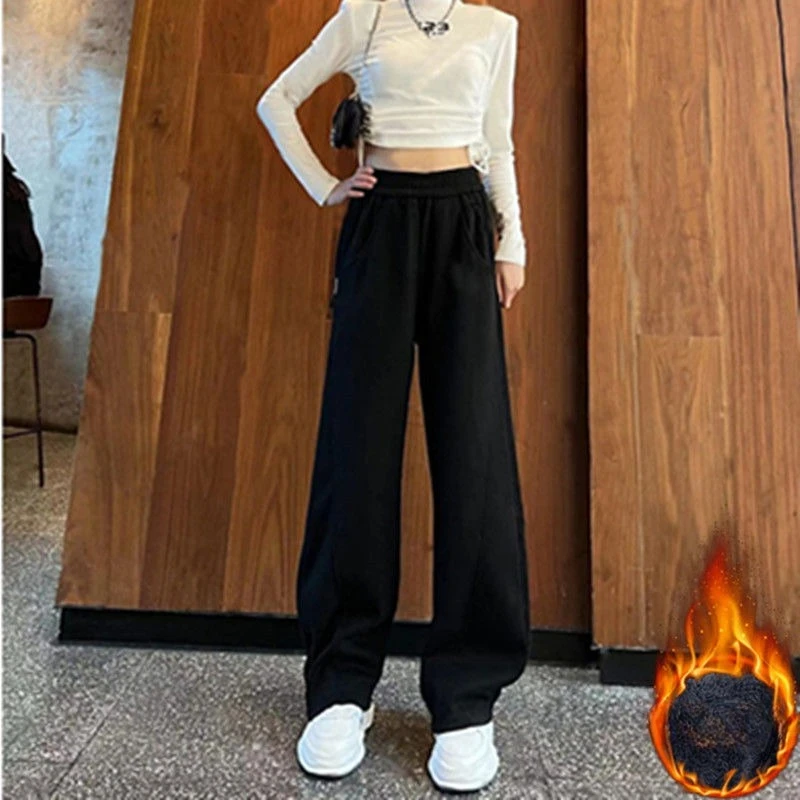 Nuevos pantalones holgados adelgazantes de pierna recta hasta el suelo para mujer, pantalones informales estrechos de pierna ancha para primavera y otoño, ropa única de moda para mujer