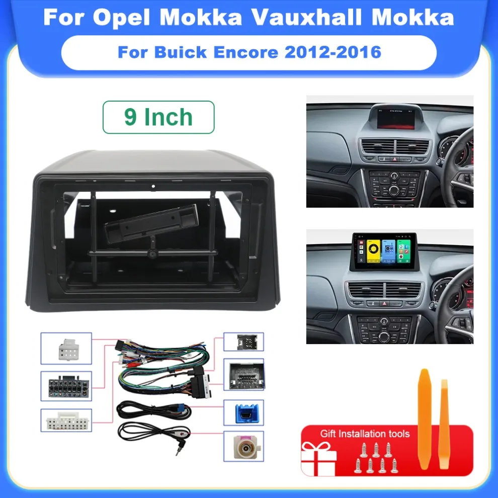 Fascias de Radio de coche de 9 pulgadas y 22,86 cm para Opel Mokka Vauxhall Mokka para Buick Encore 2012-2016 arnés de Panel estéreo cableado de alimentación
