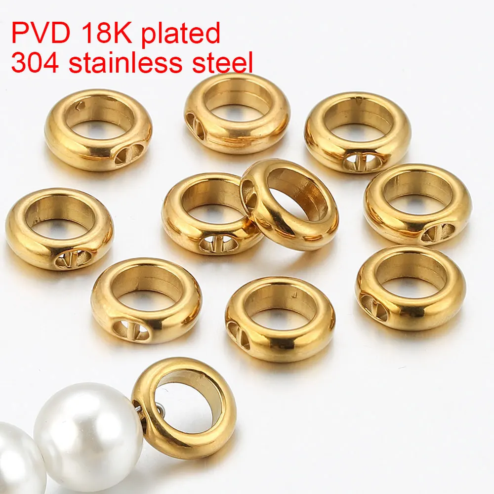 20pcs Stainless Steel Thick Big Round 2 Side Hole Wire Protectors End Clasp Connectors for Bracelet DIY Jewelry Making Materials