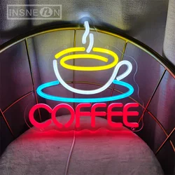 Coffee Cup Designed LED Neon Wall Sign USB Powered Dimmable Hanging Decor For Coffee Shops Restaurants, Home Kitchens Neon Signs