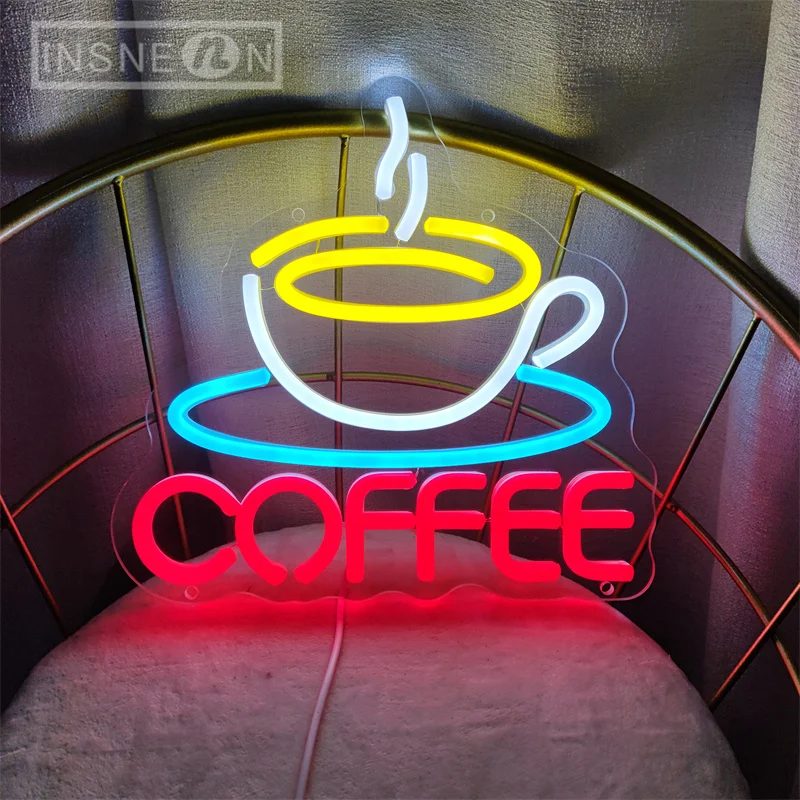 Imagem -05 - Led Neon Sign Light com Xícara para Festa Coffee Shop Wall Decoration Sinais de Néon Reguláveis Clube Leite Chá Sala Pub Presentes