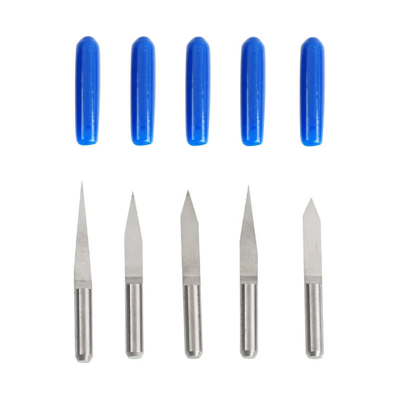 10Pcs V Shape Flat Bottom Carbide PCB Engraving Bits 3.175mm CNC Router Bit 10/15/20/ 30/45 Degree Milling Cutter Tools