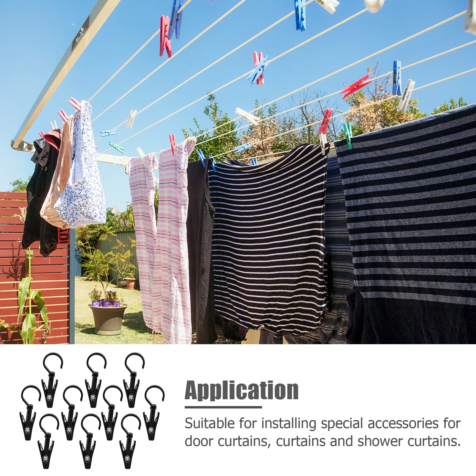 

10Pcs Elegant Clothes Rings 360 Degree Rotatable Plastic Clips for Thick Curtains High Strength Hold 360 Degree Clips