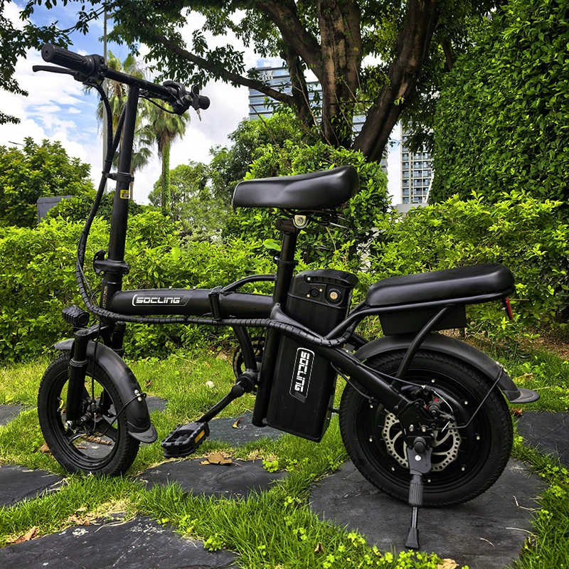 Black E-Bike, Foldable Ebike, 500W Motor, Detachable Battery,Max Load 330LBS, 19.9MPH Top Speed, 14*2 All-Terrain Tires，Bright Headlight 3-Riding Modes 6-Hour Charging Time, City Commuter Bike, Front Shock Absorptions/Full Shock Absorptions Optional image 8