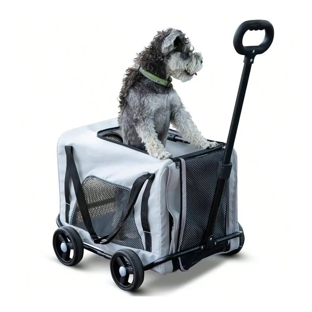 

Stroller 2 In 1 Bag 4 Wheels Folding Dog Cart Pet Stroller Travelling Shopping Walking Playing Small Dogs Cats Pink