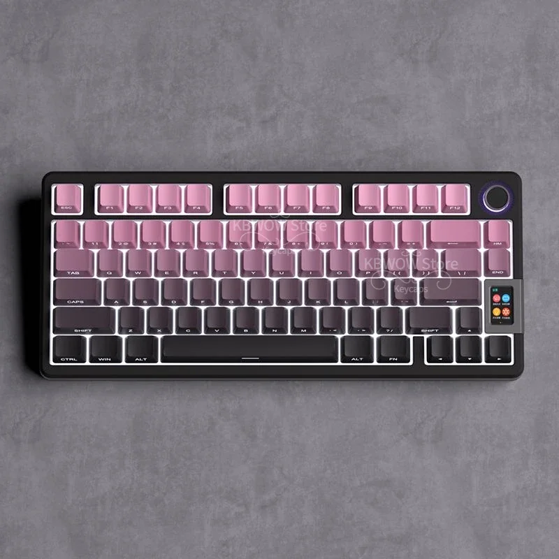 133 Keys OEM Profile Dye Sub PBT Keycaps Blackberry Side Printed Shine Through Keycaps for Gateron MX Switches Gaming Keyboard