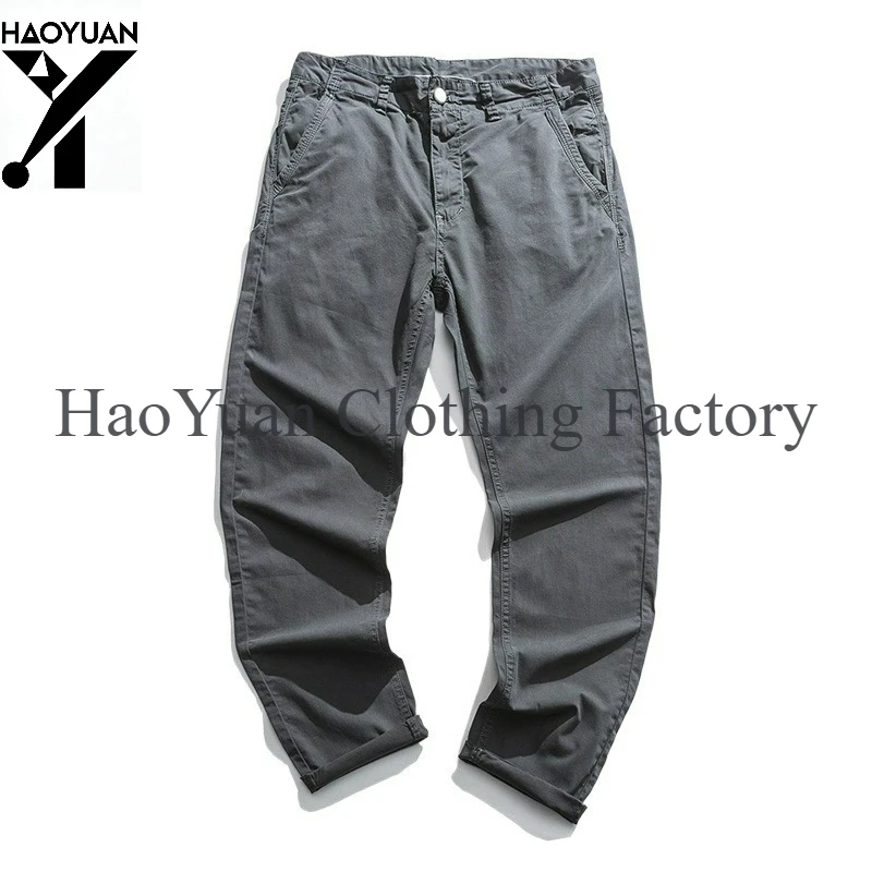 Khaki Gray Black Pants for Men Straight Casual Pants Men Clothing Overalls 2025 Spring Summer Cotton Work Trousers Male