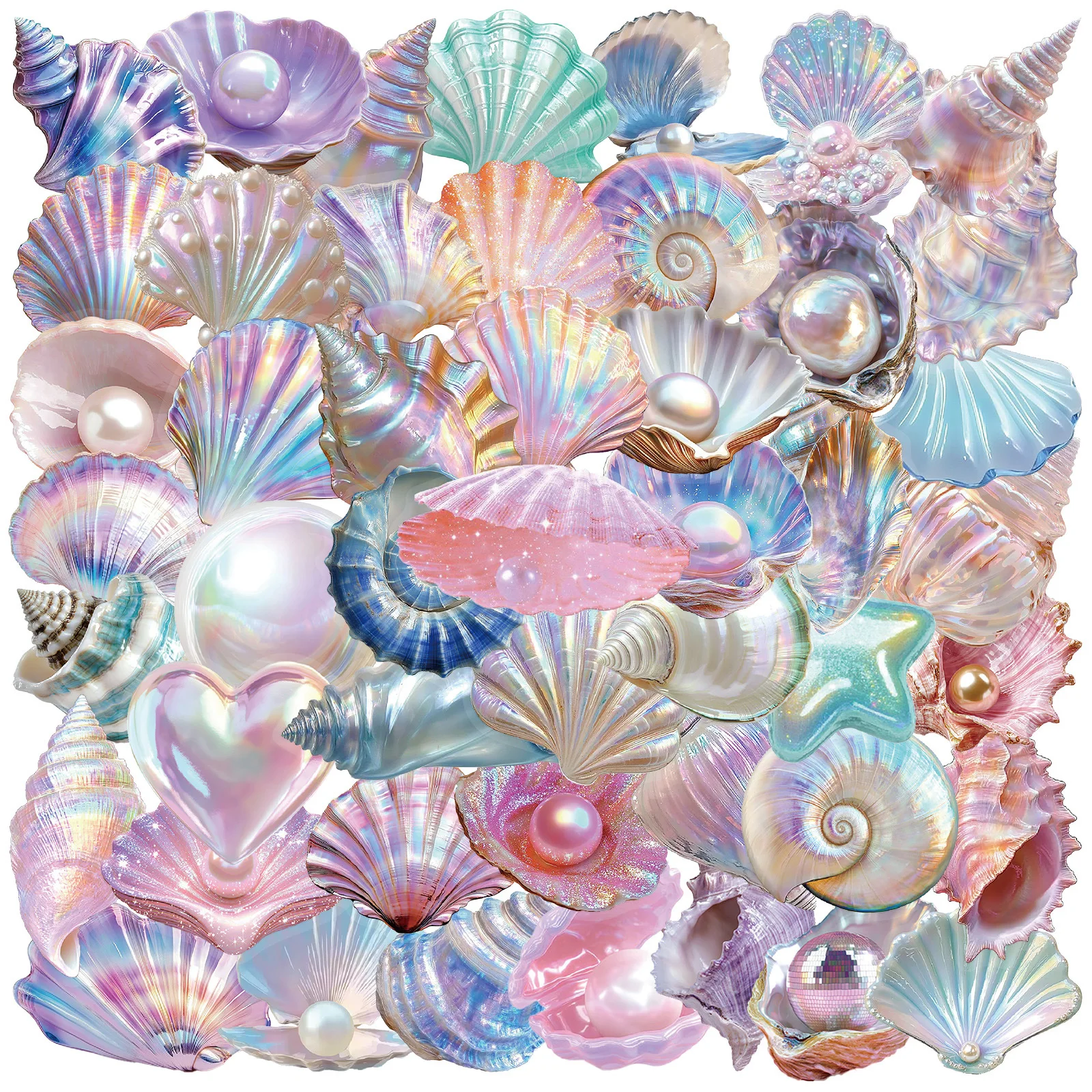

10/25/50 шт., блестящие красочные морские ракушки, наклейки-раковины для DIY, водонепроницаемый декор, канцелярские принадлежности, тетрадь, скрапбук, телефон
