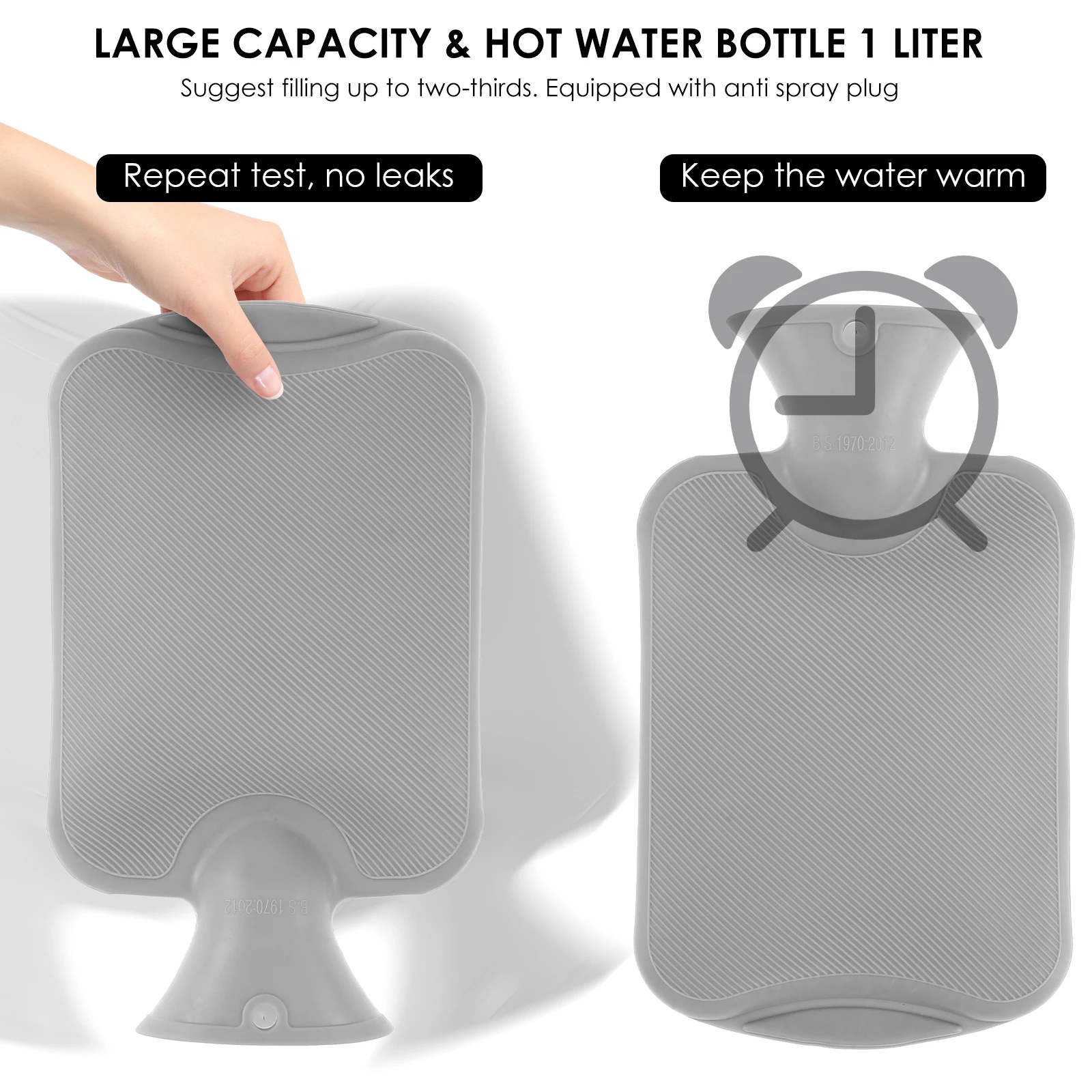 Wearable Hot Water Bottle Belt Plush Wrap Around Hand Warmer with Cover Safe Comfortable Rubber Hot Water Bag Large Capacity 1 L