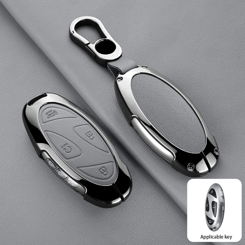 7-button oval smart car key case with RSPA parking side button, fits Hyundai IONIQ 6, Grandeur GN7, Kona EV 2023-2025 key fobs