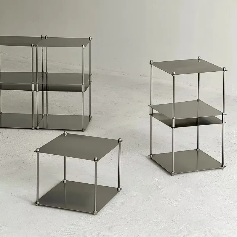 Wall-edge Freestanding Metal Storage Shelf, Stainless Steel Modular Frame, Versatile Organizer for Book & Home Supplies