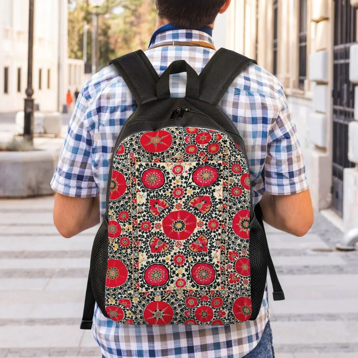 Mochila para estudiantes con estampado de bordado uzbeko de Shakhrisyabz Suzani, mochila escolar para senderismo, mochila de viaje para niños y niñas, bolso de hombro