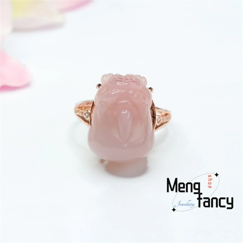 

Natural Salt Source Agate Ring Pixiu Carved Finger Simple Elegant High-grade Fashion Jewelry Couple Promise Luxury Holiday Gift