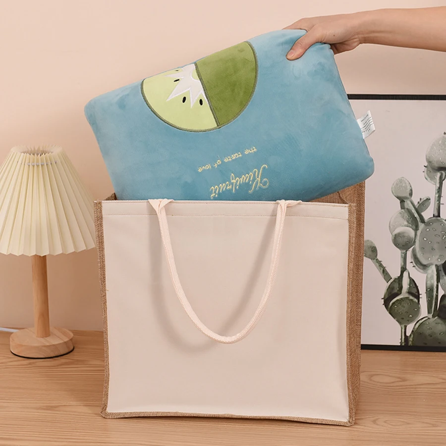 

Blank DIY painting canvas bag zip imitation linen bag pure color large capacity men's handbag