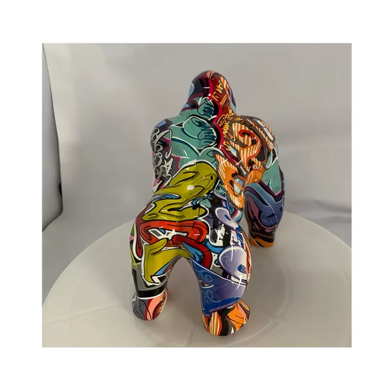 

Graffiti Water Transfer Animal Office Decor Orangutan Sculpture Wholesale Home Decor Gorilla Statue On Foot Diy Home Decor