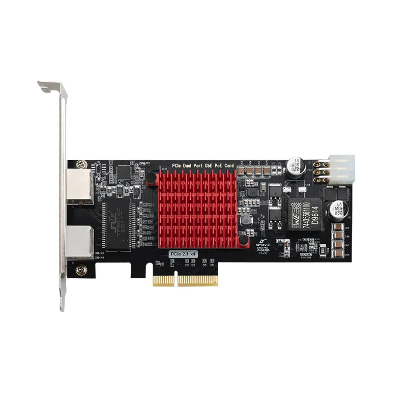 Industrial-grade POE Gigabit Ethernet Network Card  Image Acquisition Power Supply Card PCIeX4 Network Port I350AM2