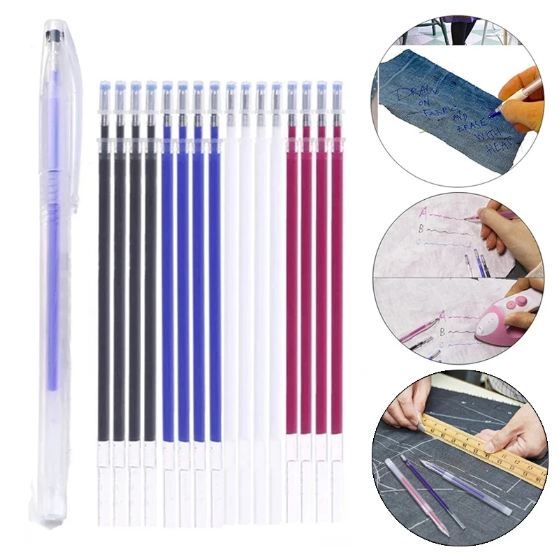 10 Refills High Temperature Disappearing Leather Fabric Pens Heat Erasable Marker Pen Line Marking DIY Sewing Accessories