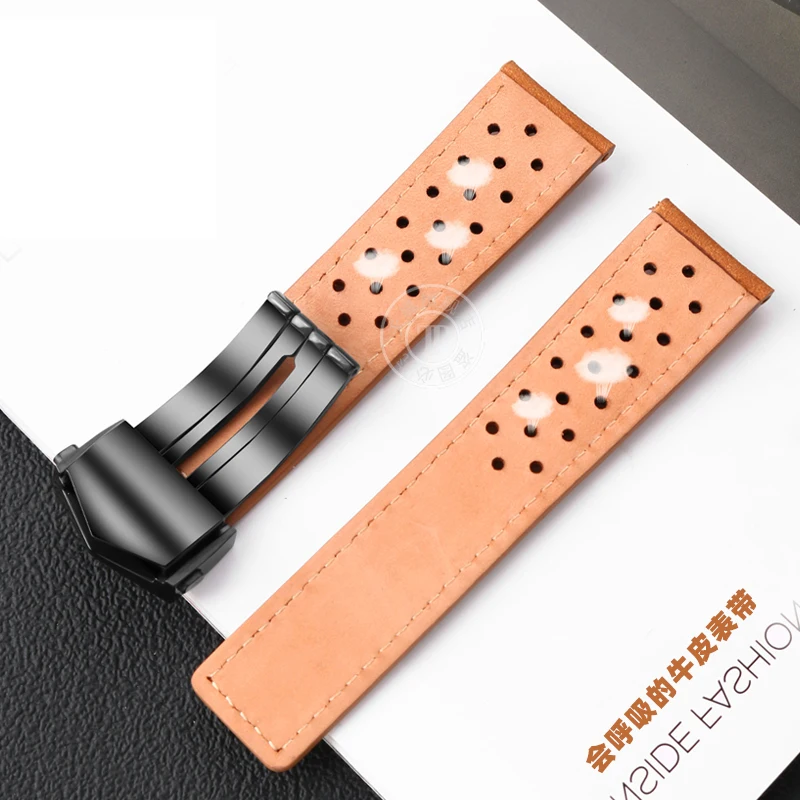 Cow leather strap for TAG Heuer band Carrera F1 Monaco Aquaracer 300/500 watch strap with 18mm folding buckle men 19mm 20mm 22mm