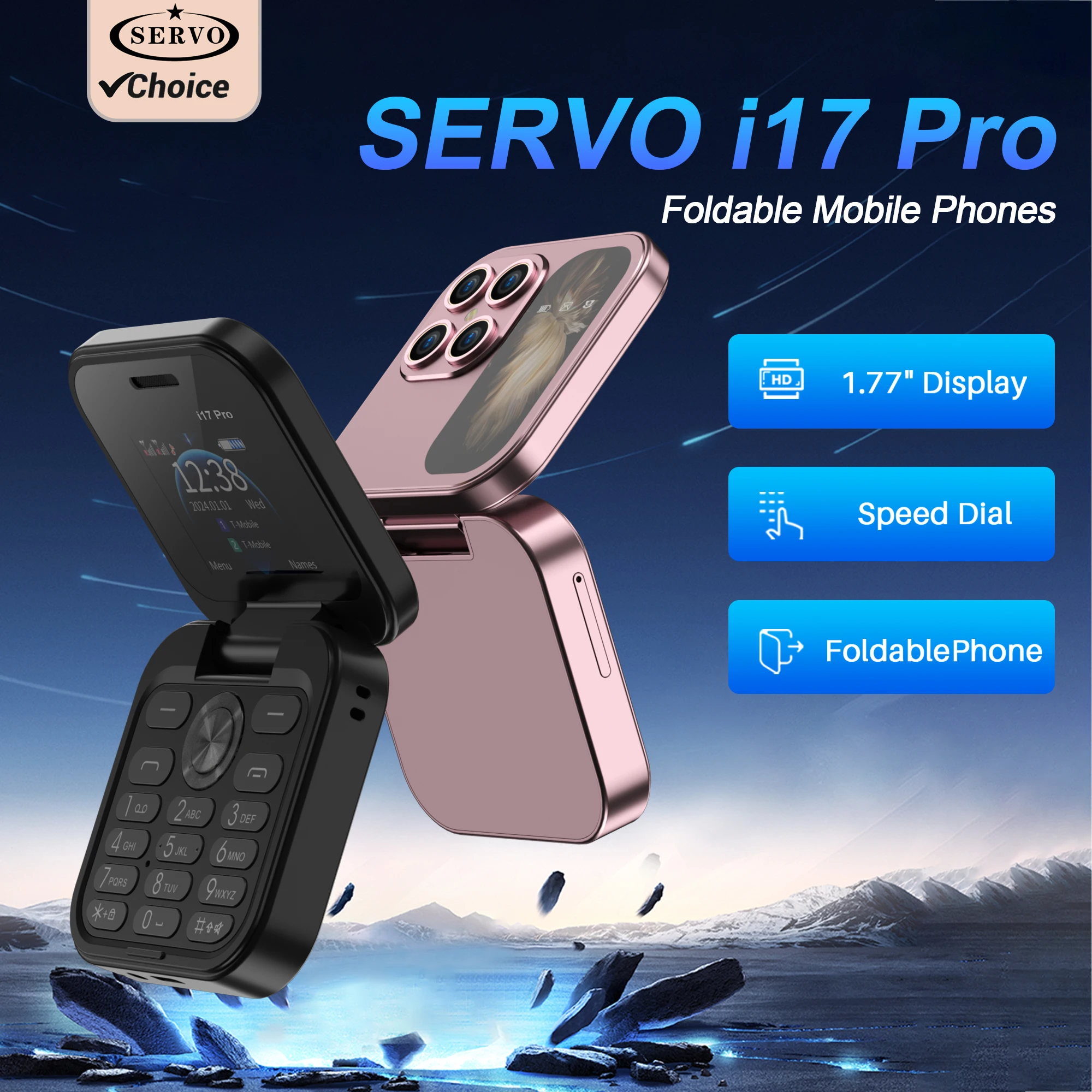 SERVO i17 Pro Mini Flip Mobile Phones 1.77