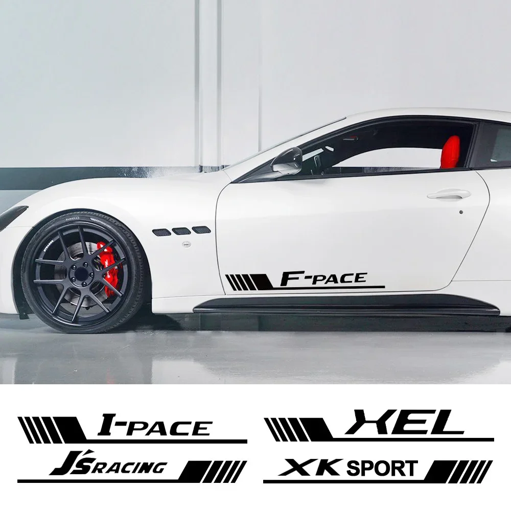 

2PCS Car Door Side Apron Decorative Decal Strips for E-PACE F-PACE I-PACE JS RACING XE XEL XK R S SV Automobiles Stickers