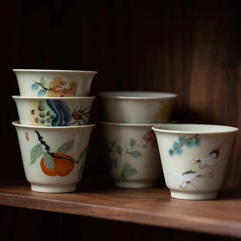 

Chinese Ceramic Teacup Traditional Household Master Cup Personal Single Cup Small Tea Cup Travel TeawareTea Bowl Kung Fu Tea Set