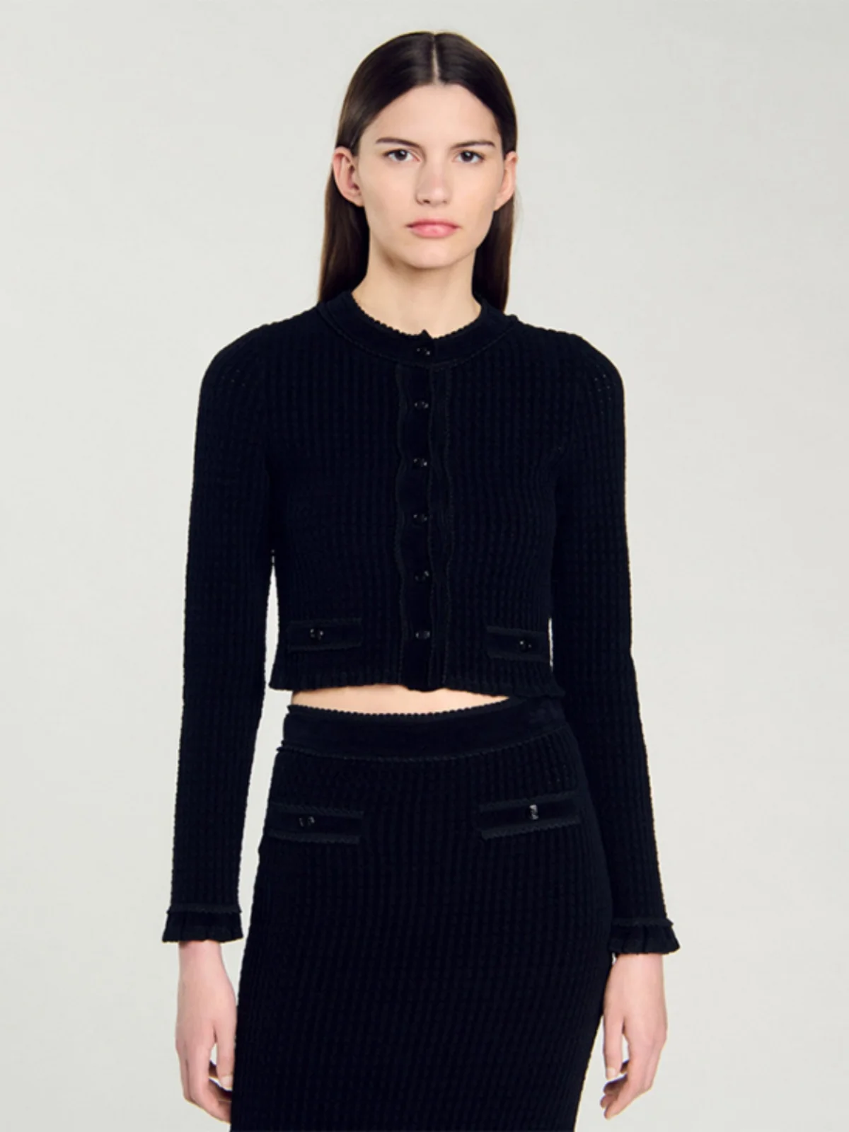 

Bla Lace Trim Knitted Slim Fit Women's Cardigan S-Home Autumn Winter New Sle Faionable Commute Artistic Regular Fit