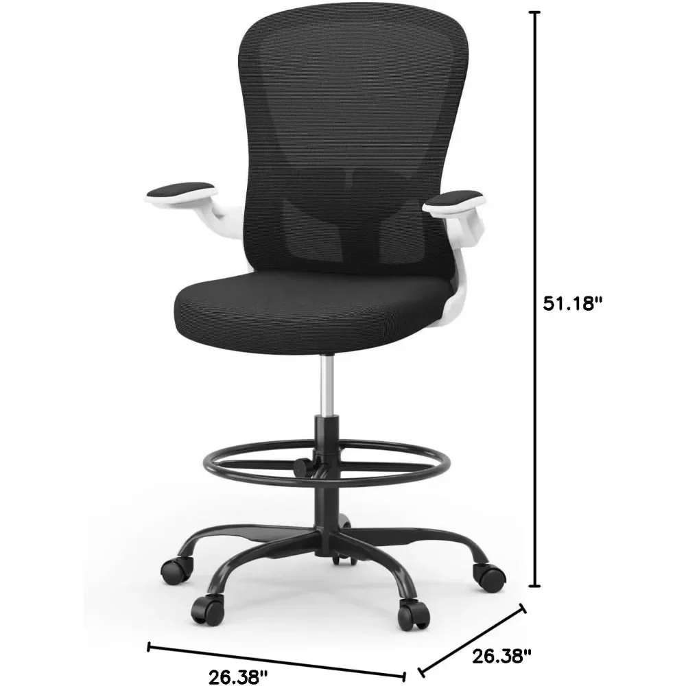 Drafting Chair, Tall Office Chair with Flip-up Armrests Executive Ergonomic Computer Standing Desk Chair, Office Drafting Chair