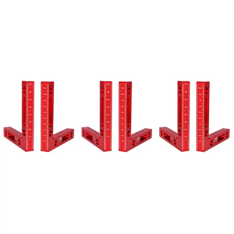 ABJI-6 Pcs Aluminium Alloy 90 Degree Positioning Squares Right Angle Clamps Woodworking Carpenter Tool Corner Clamping Square
