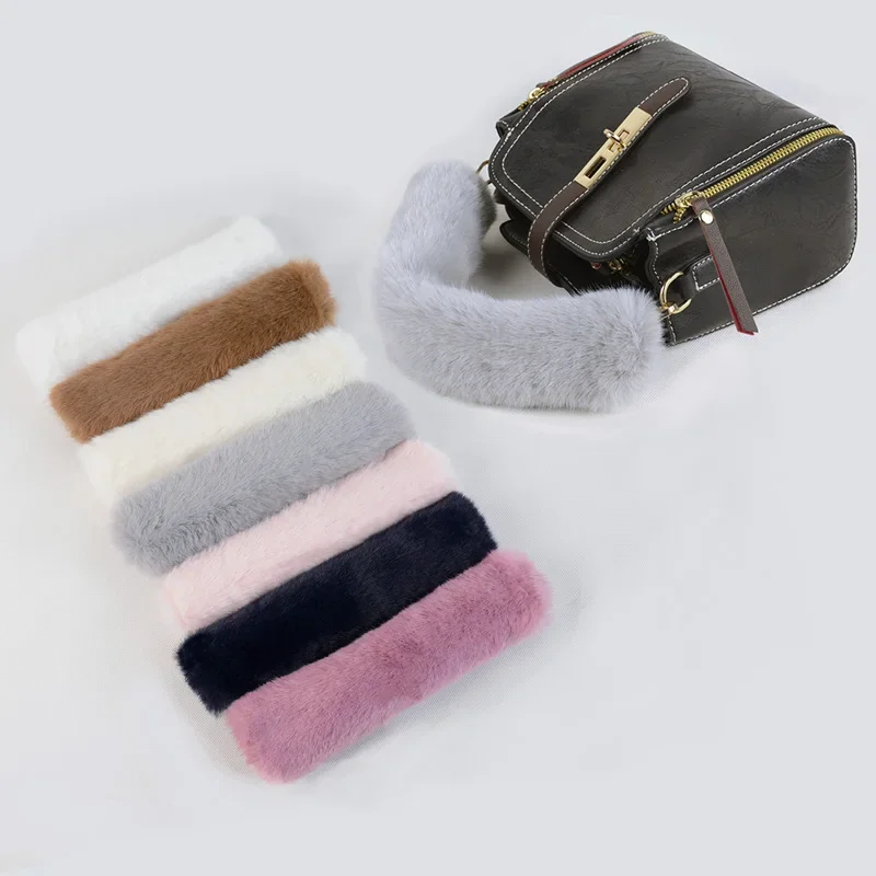 Nieuwe Winter Imitatie Nerts Donzen Harige Tas Handgrepen Cover Sable Bont Sluiting Faux Marter Konijn Voor Vrouwen Tassen Accessoires