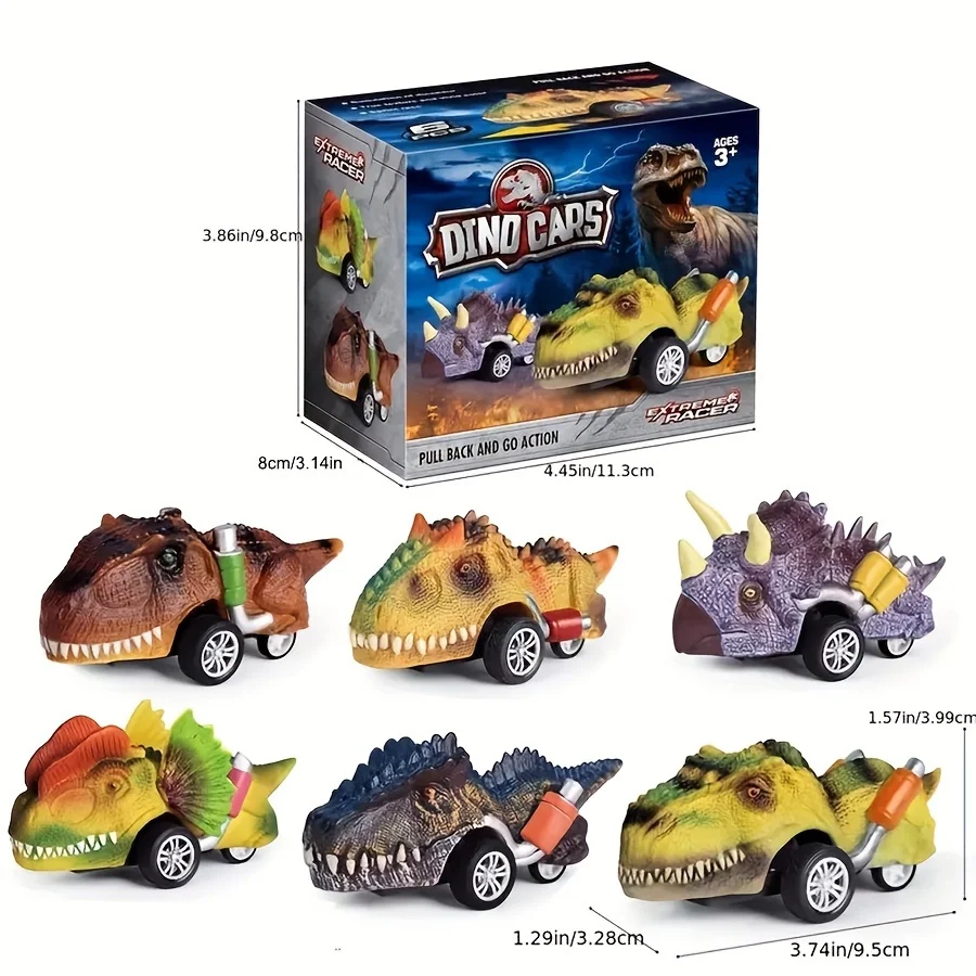 

6pcs/set Jurassic Dinosaur Inertial Mini Pull Back Car Toy set, Holiday Birthday Gift for boys & girls