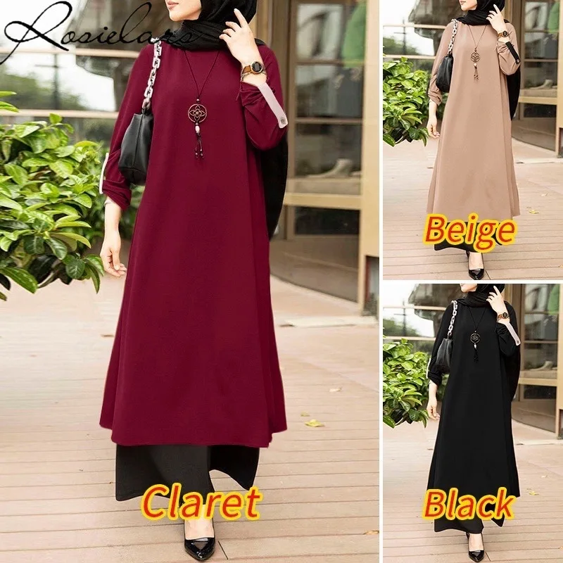 2024 Winter Women Muslim Arabian Casual Long Sleeve Slit Hijab Dress Dubai Abaya Robe Prom Dress Evening Dresses Plus Size 3XL