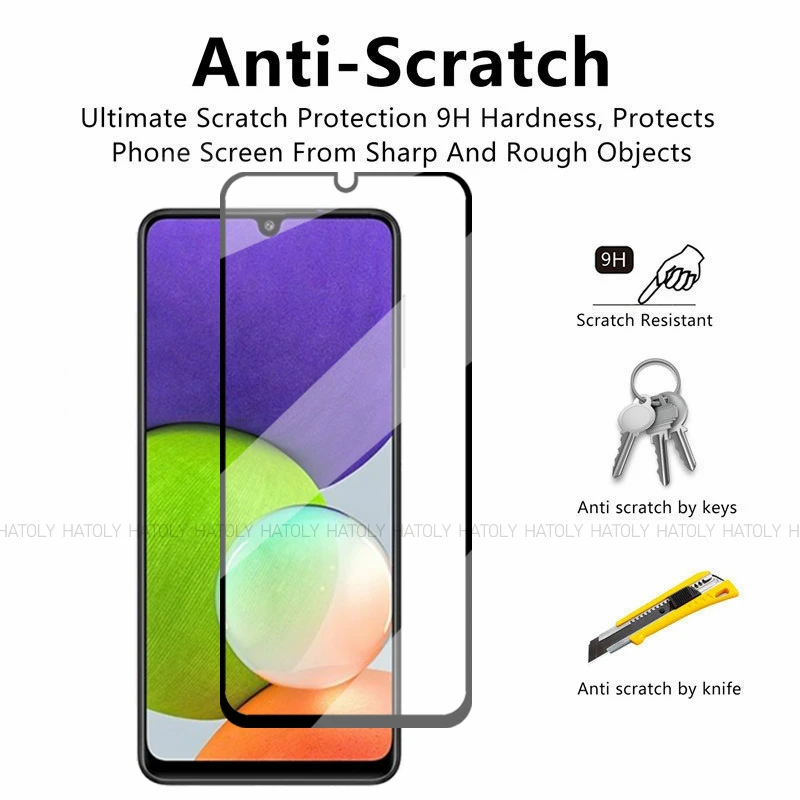 2/4PCS Tempered Glass For Samsung Galaxy A22 4G Screen Protector Samsung Galaxy A12 A22 A32 A52 Full Glue Phone Film Galaxy A22