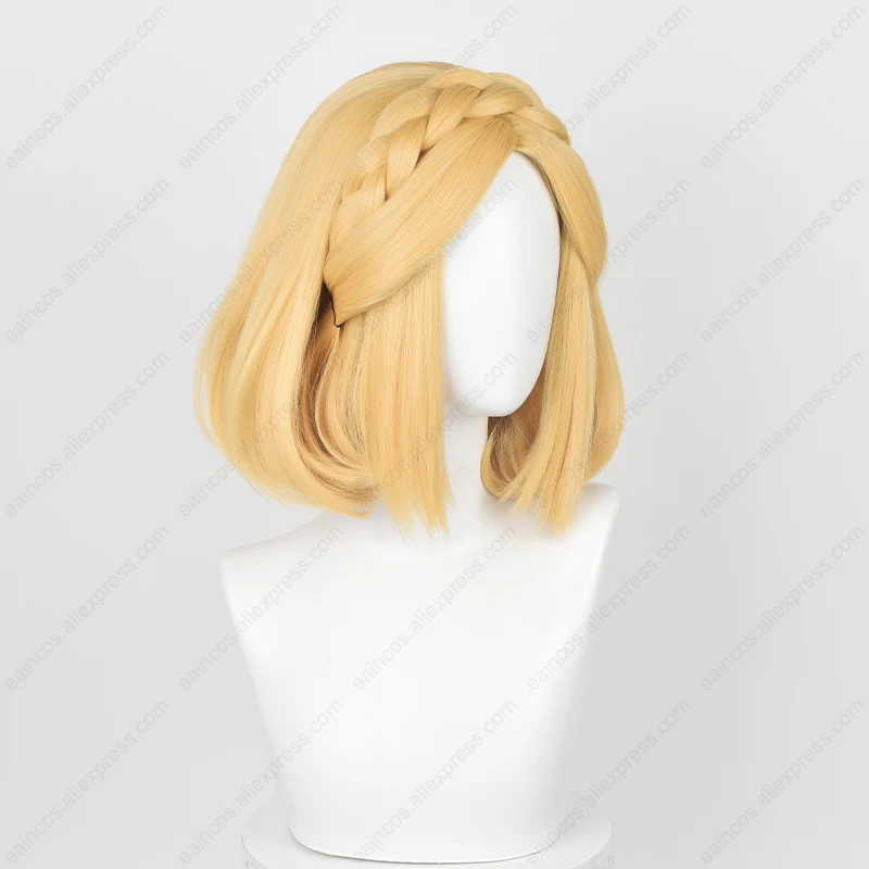 Peluca de Cosplay de la princesa Zelda, 35cm/72cm, pelucas trenzadas amarillas doradas, pelo sintético resistente al calor, fiesta de Halloween