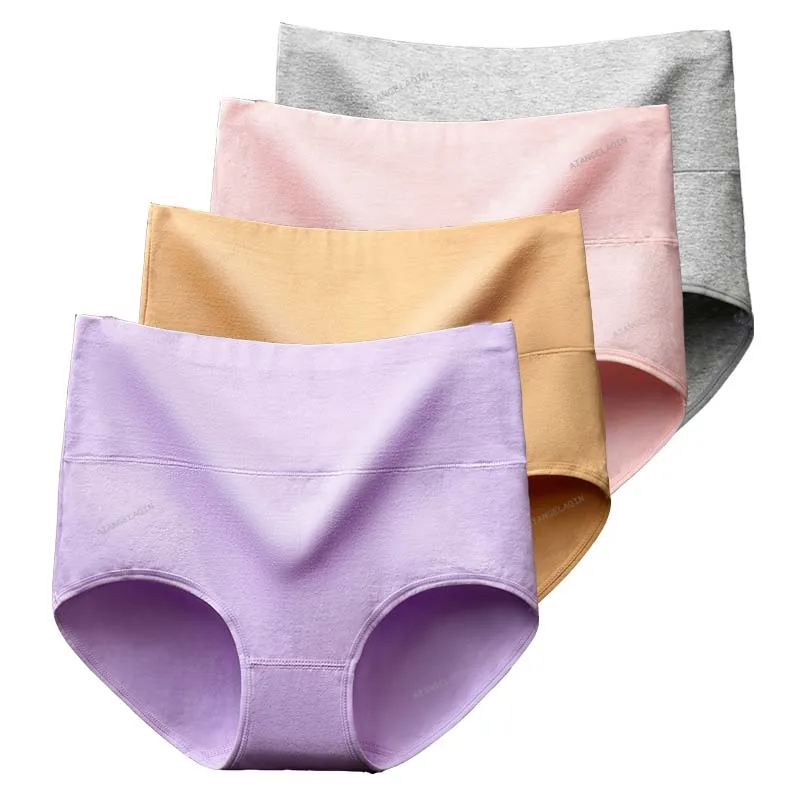4 stks/partij Hoge Taille Ondergoed Katoenen Slipje Vrouwen Body Slim Abdominale Ondergoed Plus Size Meisjes Slips Vrouwelijke Lingerie Shaper