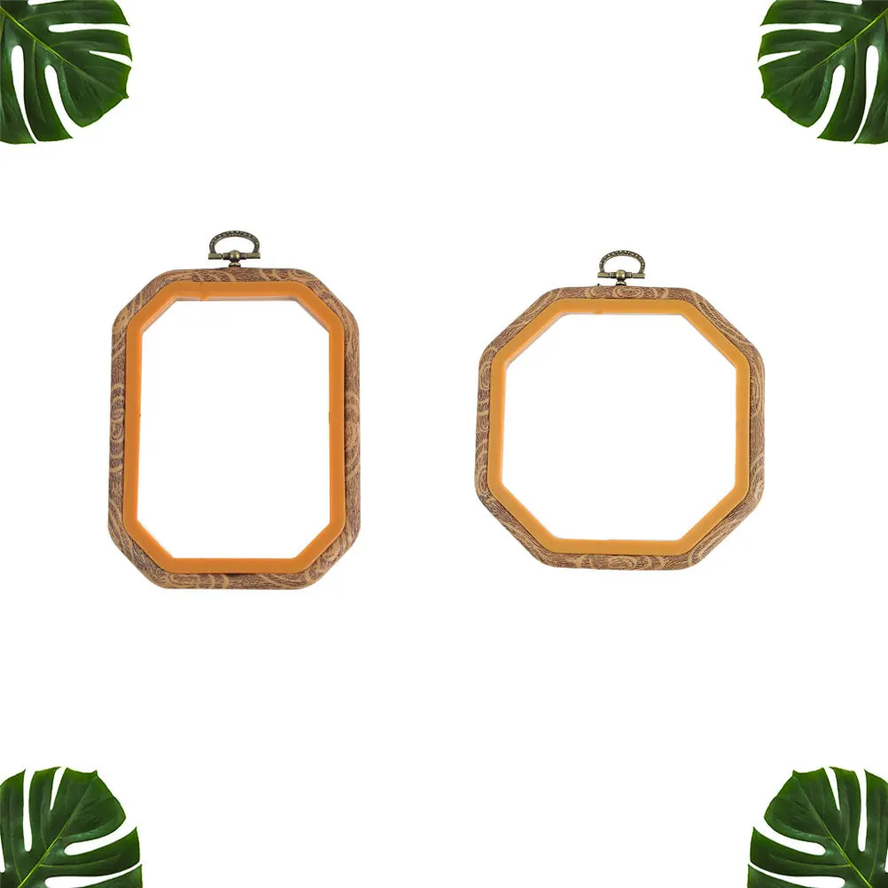 

2pcs Embroidery Hoop 14X14Cm Octagon 11X15Cm Rectangle Imitation Wood Diy Embroidery Cross Stitch Tool For