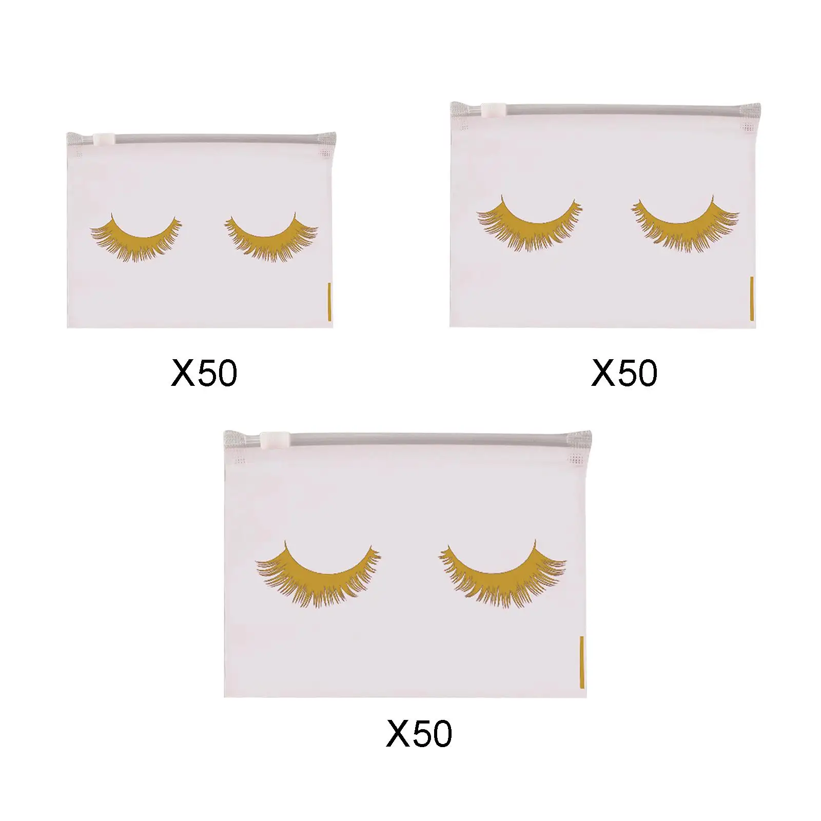 50Pcs Versatile Eyelash Bags Portable Empty Waterproof Clear Lash Zipper Pouch