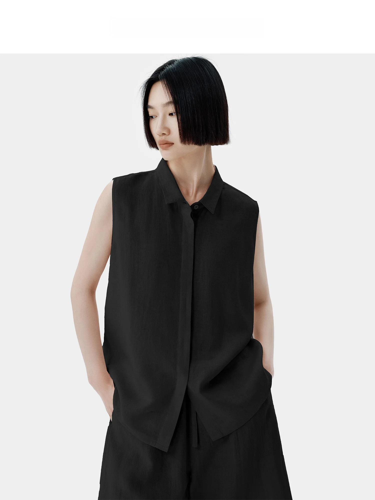 

Рубашка без рукавов ручной работы из конопляного льна для женщин: элегантный стиль, повседневные прямые леггинсы, весенняя мода, дышащие, комфортные, приятные к телу.