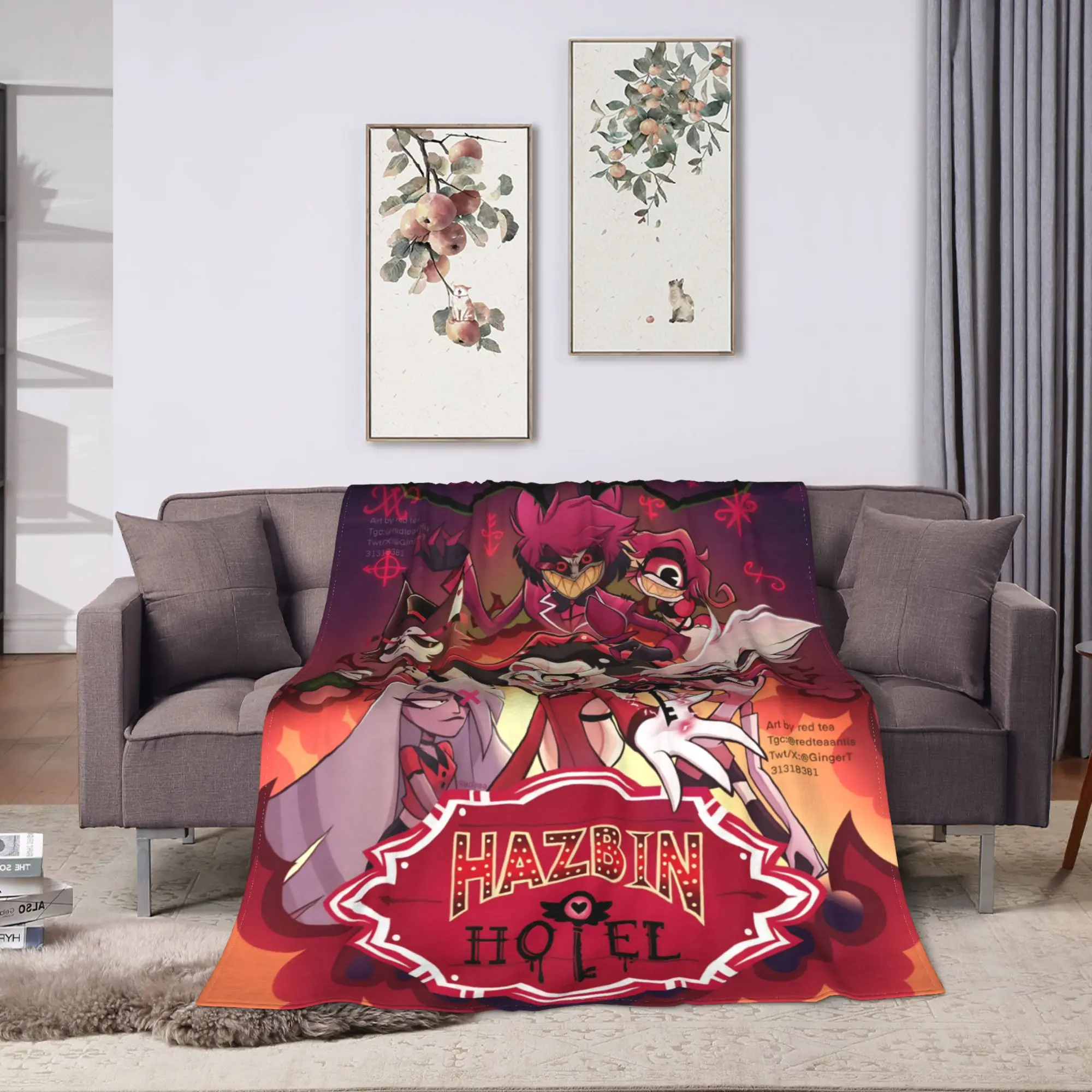 بطانية ناعمة دافئة نزهة H-Hazbin فندق آدم الفراش المعدني يلقي الفانيلا المفرش لغرفة النوم مضحك أريكة غطاء سرير