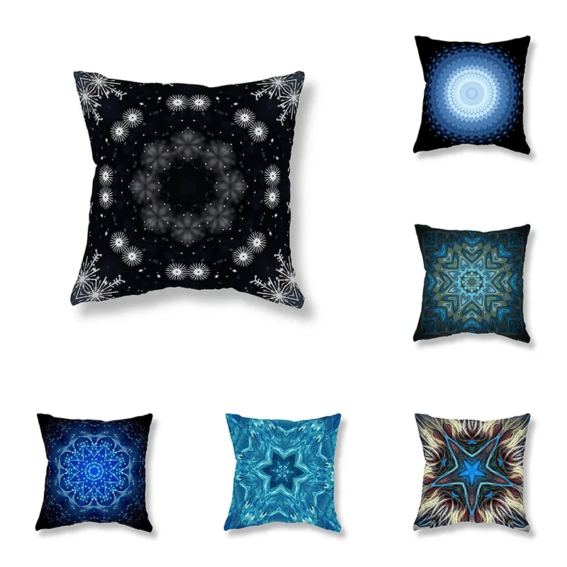 Psychedelic Mandala Geometric Print Throw Pillow Cover Sofa Decor Room Bedside Office Game Chair Cushion  Home