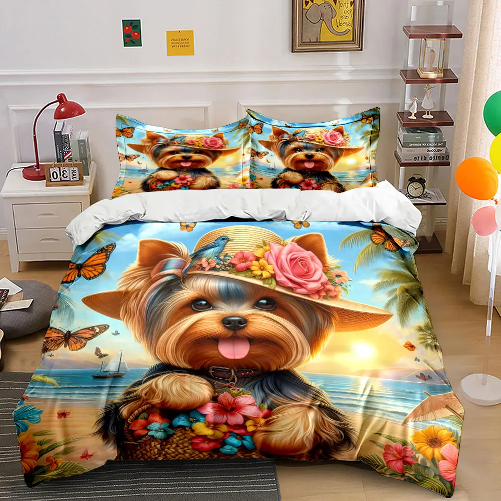 

"Floral Beach Scene Decor Set" Multiple sizes kid's and adults' bedroom Exquisite 3PC bedding set, gift