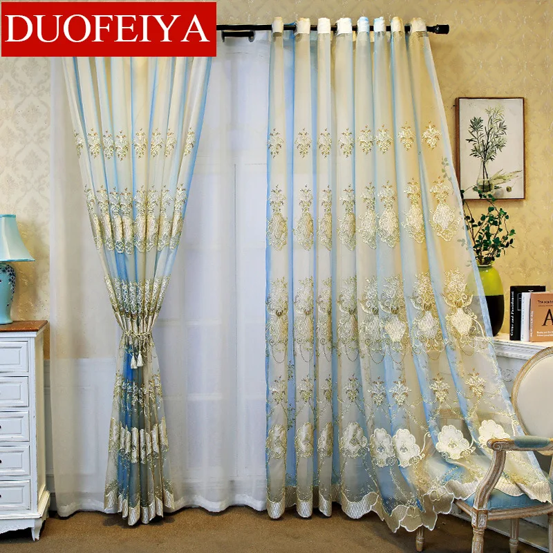 

Customized Modern European Embroidery Curtains for Living Room High Shading Window Curtains