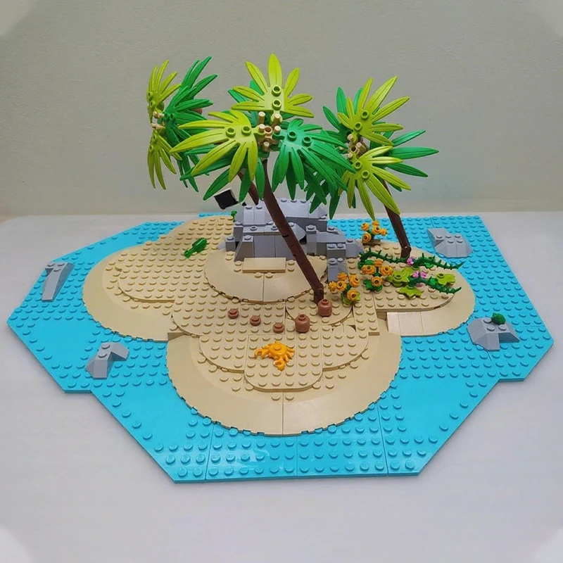 307pcs MOC Deserted Island Ideas Creative Model Building Blocks DIY Art Set Mega Mini Large Iconic Skill Manual Exhibit Toy Gift