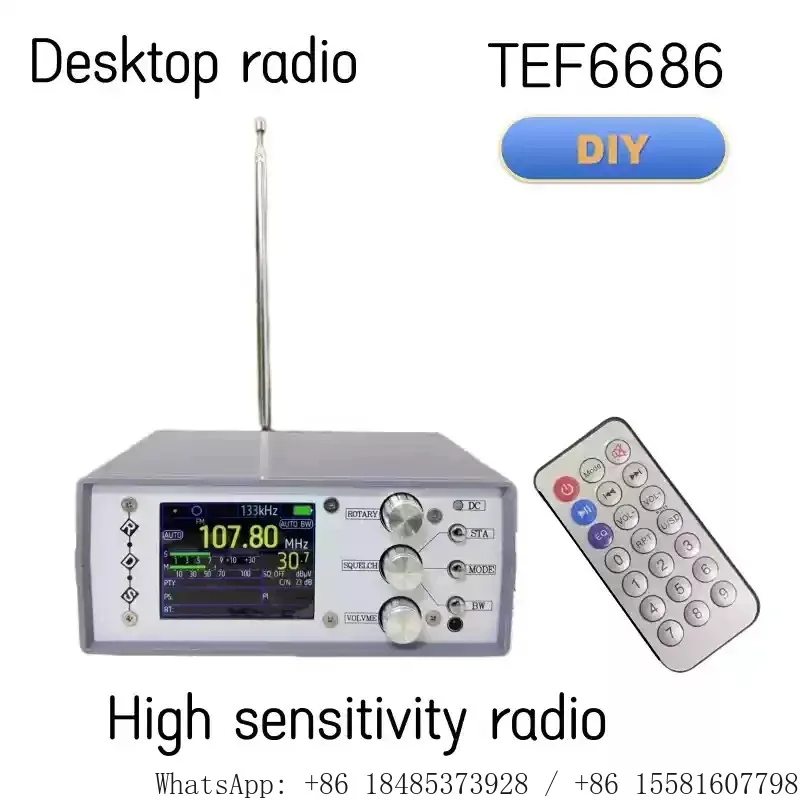 TEF6686 Desktop Full Band Radio Receiver Stereo FM AM LW MW SW OIRT RDS Radio Receiver With Remote Control & Telescopic Antenna